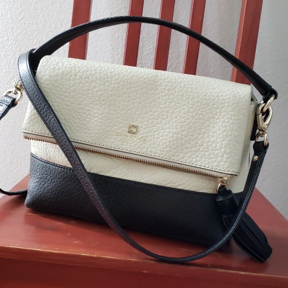 Kate Spade Southport Avenue Mini Maria black and white pebbled leather